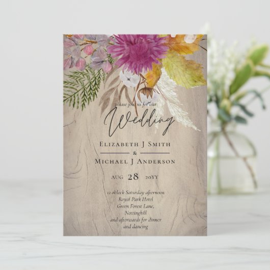 BUDGET Plum Cinnamon Wedding Herfst Florals (Staand voorkant)