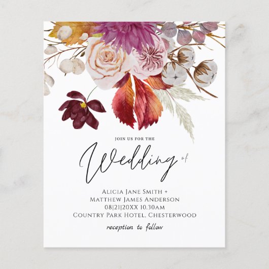 BUDGET Plum Cinnamon Wedding Herfst Florals (Voorkant)