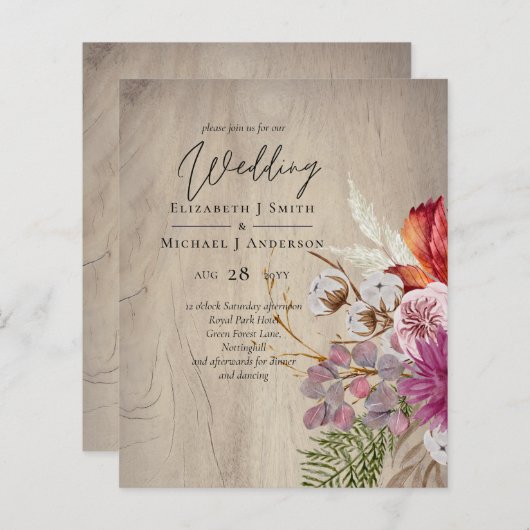 BUDGET Plum Cinnamon Wedding Herfst Florals (Voorkant / Achterkant)