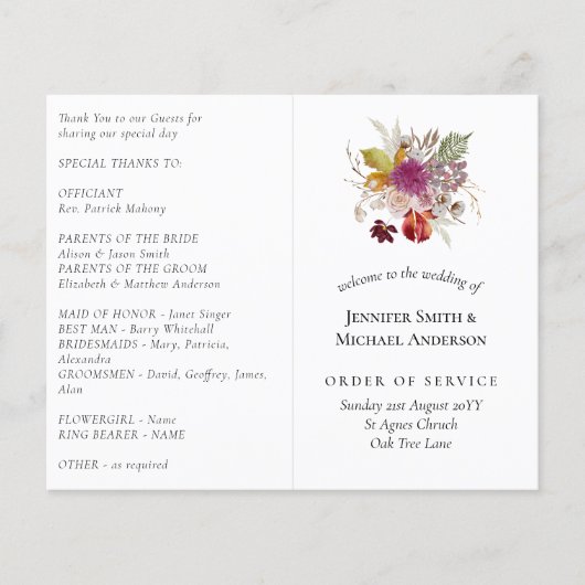 BUDGET Plum Cinnamon Wedding Herfst Florals (Voorkant)