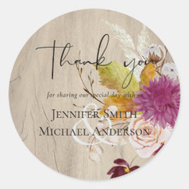 BUDGET Plum Cinnamon Wedding Herfst Florals Ronde Sticker