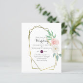 BUDGET Plum en Peach Floral Wedding Invitation (Staand voorkant)