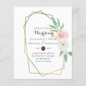 BUDGET Plum en Peach Floral Wedding Invitation (Voorkant)