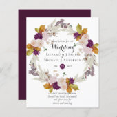 Budget Plum Ginger Wreath Wedding Invites (Voorkant / Achterkant)
