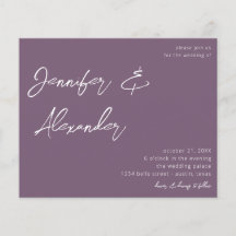 Budget Plum Paars Calligraphy Photo Wedding V2
