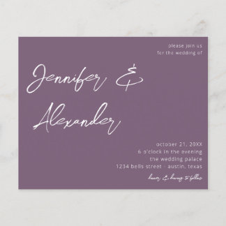 Budget Plum Paars Calligraphy Photo Wedding V2 Flyer