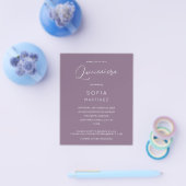 Budget Plum Paars MOD Calligraphy Quinceanera Flyer (Enkel)