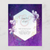 Budget Plum Paarse Floral Wedding Invite Flyer (Voorkant)