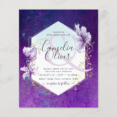 Budget Plum Paarse Floral Wedding Invite Flyer (Voorkant)