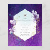 Budget Plum Paarse Floral Wedding Invite Flyer (Achterkant)