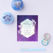 Budget Plum Paarse Floral Wedding Invite Flyer (Enkel)