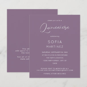 Budget Plum Paarse MOD Calligraphy Quinceanera