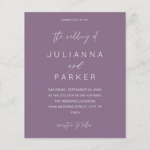 Budget Plum Paarse MOD Calligraphy Wedding Flyer