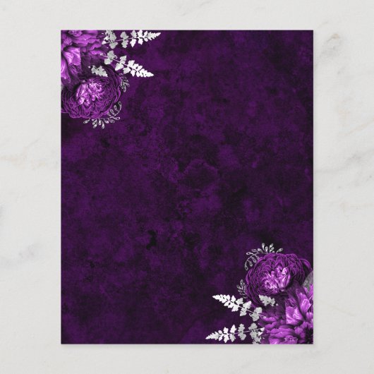 Budget Plum Paarse Zilveren Bloemen Huwelijksuitno (Achterkant)