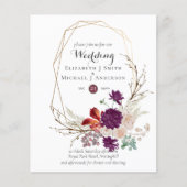 Budget Plum Roze Gember Bloemen Bruiloft Uitnodigi (Voorkant)