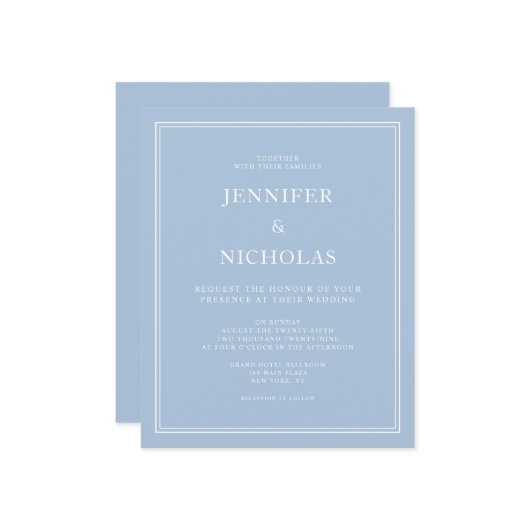 Budget Poeder Blauw Elegante Formele bruiloft Uitn (Voorkant / Achterkant in situ)