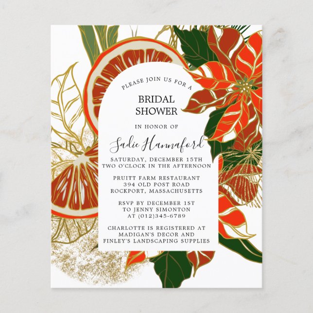 Budget Poinsettia Citrus Bridal Shower (Voorkant)
