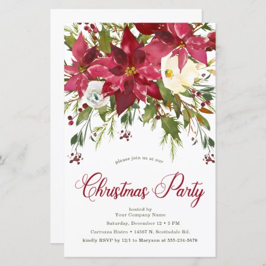 Budget Poinsettia Company kerst Party nodigt uit (Voorkant / Achterkant)