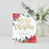 Budget Poinsettia Floral Foto Glitter Kerstmis (Staand voorkant)