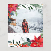 Budget Poinsettia Floral Foto Glitter Kerstmis (Achterkant)