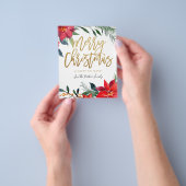 Budget Poinsettia Floral Merry Kerstmis Flyer (Hand)