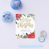 Budget Poinsettia Floral Merry Kerstmis Flyer (Enkel)