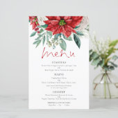 Budget Poinsettia Florals Wedding Menu (Staand voorkant)