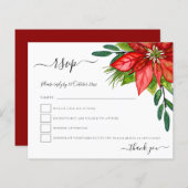 Budget Poinsettia Foliage kerstbruiloft RSVP (Voorkant / Achterkant)