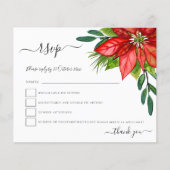 Budget Poinsettia Foliage kerstbruiloft RSVP (Voorkant)