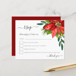 Budget Poinsettia Foliage kerstbruiloft RSVP