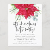 Budget Poinsettia Kerstmis Uitnodiging (Voorkant)