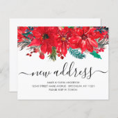 Budget Poinsettia New Address Holiday Moving Card (Voorkant / Achterkant)