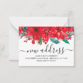 Budget Poinsettia New Address Holiday Moving Card Notitiekaartje (Voorkant)