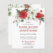 Budget Poinsettia Pine cone Wedding Uitnodiging (Voorkant / Achterkant)
