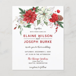 Budget Poinsettia Pine cone Wedding Uitnodiging