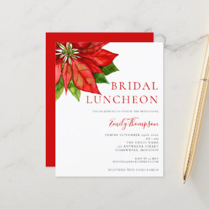 Budget Poinsettia Red Bridal Luncheon Uitnodiging