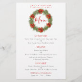 Budget Poinsettia Wreath Kerstbruiloft Menu (Voorkant)