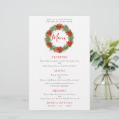 Budget Poinsettia Wreath Kerstbruiloft Menu (Staand voorkant)
