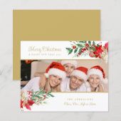 Budget Poinsettias Photo Classic Merry Christmas (Voorkant / Achterkant)