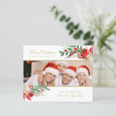 Budget Poinsettias Photo Classic Merry Christmas (Staand voorkant)