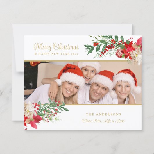 Budget Poinsettias Photo Classic Merry Christmas (Voorkant)