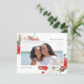 Budget Poinsettias Pine Cone Photo Holiday Card (Staand voorkant)