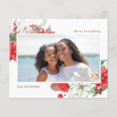 Budget Poinsettias Pine Cone Photo Holiday Card (Voorkant)