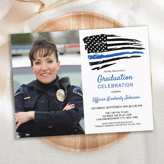 Budget Police Custom Foto Afstuderen Invitation