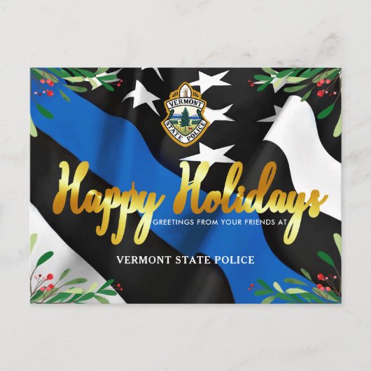 Budget Police Department Blue Line Flag Kerstmis Briefkaart (Voorkant)