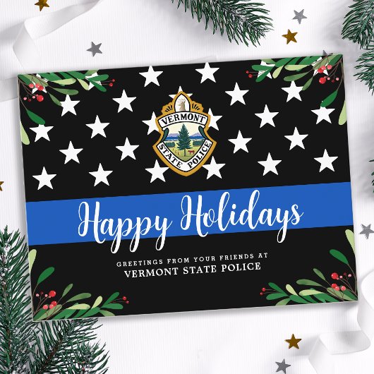 Budget Police Department - Kerstmis met blauwe lij Briefkaart