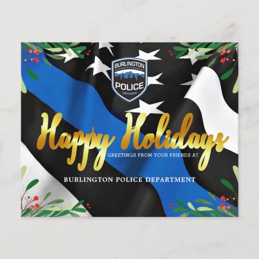 Budget Police Department Thin Blue Line Kerstmis (Voorkant)