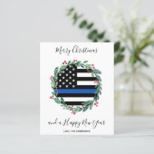 Budget Police Thin Blue Line-Briefkaart voor Kerst (Staand voorkant)