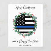 Budget Police Thin Blue Line-Briefkaart voor Kerst (Voorkant)