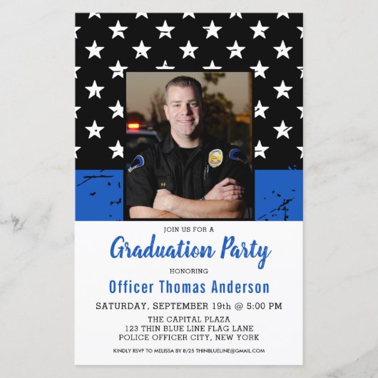 Budget Police Thin Blue Line Foto Afstuderen Invi (Voorkant)